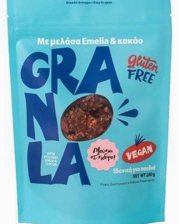 Granola χωρίς ζάχαρη, με μελάσα και κακάο 280g- ‘’Emelia’’